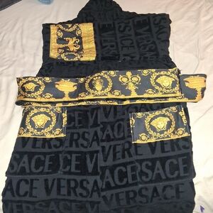 Versace Black and Gold Hooded Robe